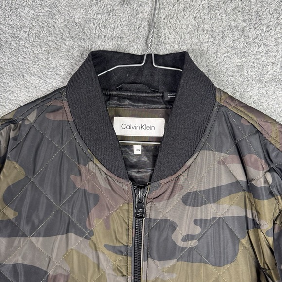 Calvin Klein Jacket Mens Large Quilted‎ Bomber Full Zip Camouflage Streetwear - Picture 3 of 11